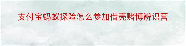 支付宝蚂蚁探险怎么参加借壳赌博辨识营