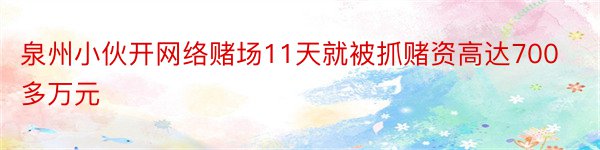 泉州小伙开网络赌场11天就被抓赌资高达700多万元