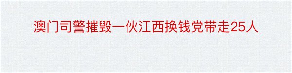 澳门司警摧毁一伙江西换钱党带走25人