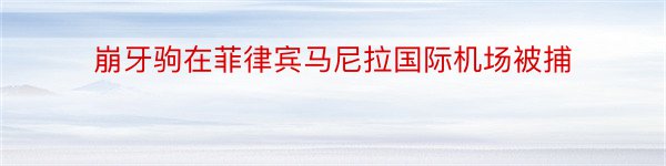 崩牙驹在菲律宾马尼拉国际机场被捕