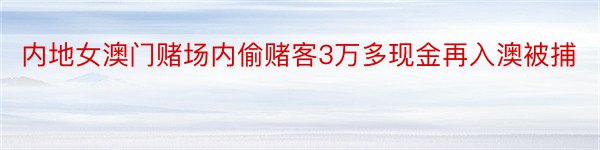 内地女澳门赌场内偷赌客3万多现金再入澳被捕