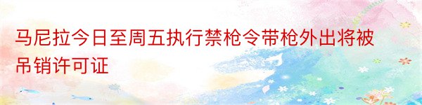 马尼拉今日至周五执行禁枪令带枪外出将被吊销许可证