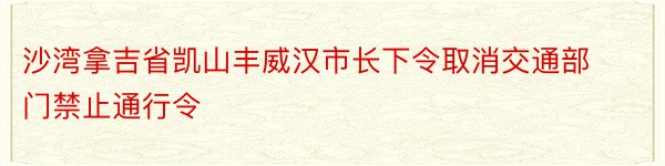 沙湾拿吉省凯山丰威汉市长下令取消交通部门禁止通行令