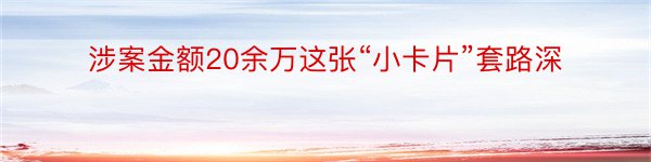 涉案金额20余万这张“小卡片”套路深