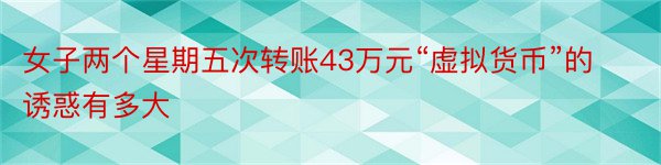 女子两个星期五次转账43万元“虚拟货币”的诱惑有多大