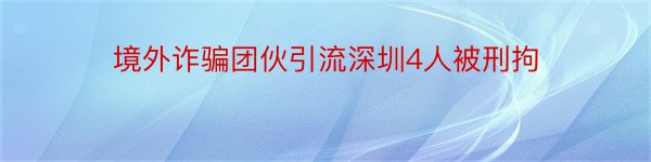 境外诈骗团伙引流深圳4人被刑拘