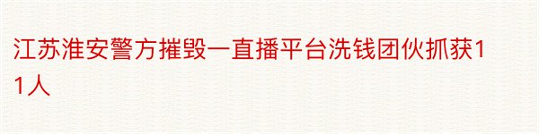 江苏淮安警方摧毁一直播平台洗钱团伙抓获11人