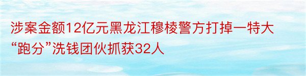 涉案金额12亿元黑龙江穆棱警方打掉一特大“跑分”洗钱团伙抓获32人