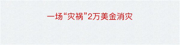 一场“灾祸”2万美金消灾